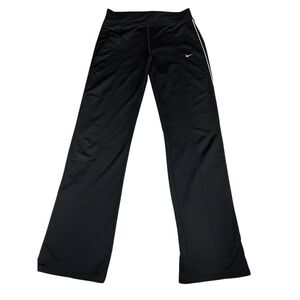 Nike Womens Black Athletic Track Pants Side Stripe Zipper Ankle Size S